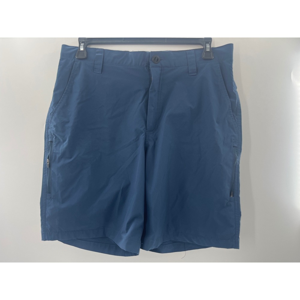 Orvis Mens Blue Performance Tech Hiking Fishing Shorts Size 34‎ Zipper Pockets